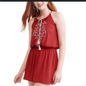Toxik3 crochet romper size medium brick red